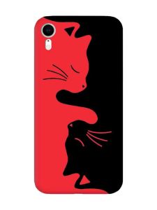 Матовий червоний чохол на Apple iPhone XR Котики (принт 118)