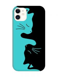 Матовий бірюзовий чохол на Apple iPhone 11 (6.1) Котики (принт 118)