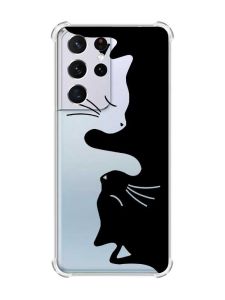 Чохол з потовщеними кутами для Samsung Galaxy S21 Ultra Котики (принт 118)