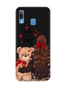 Матовий чорний чохол на Samsung Galaxy A30 (2019) / A20 (2019) Дівчина з ведмедиком (принт 188)