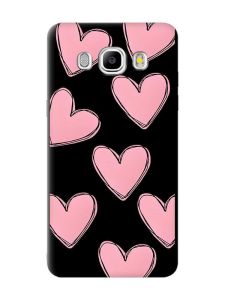 Матовий чорний чохол на Samsung Galaxy J5(2016) J510 Сердечка рожеві (принт 78)