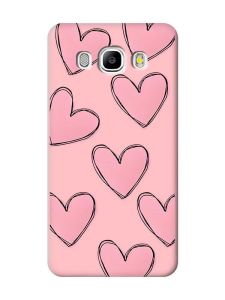 Матовий рожевий чохол на Samsung Galaxy J5(2016) J510 Сердечка рожеві (принт 78)