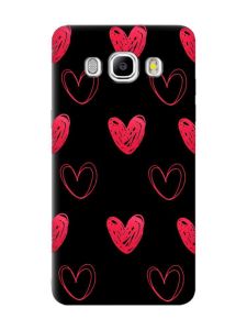 Матовий чорний чохол на Samsung Galaxy J5(2016) J510 Сердечка червоні (принт 77)