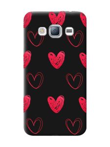 Матовий чорний чохол на Samsung Galaxy J3 / J310 Сердечка червоні (принт 77)