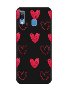 Матовий чорний чохол на Samsung Galaxy A30 (2019) / A20 (2019) Сердечка червоні (принт 77)