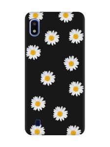 Матовий чорний чохол на Samsung Galaxy A10 (2019) A105 Фон ромашки (принт 41)