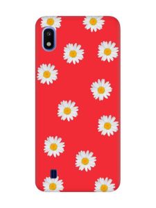 Матовий червоний чохол на Samsung Galaxy A10 (2019) A105 Фон ромашки (принт 41)