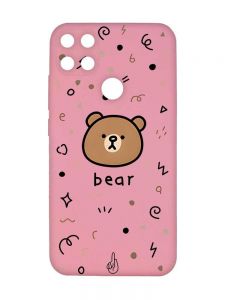 Матовий рожевий чохол на Xiaomi Redmi 10C Ведмедик (принт 76)