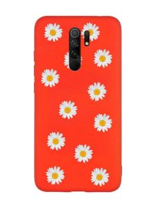 Матовий червоний чохол на Xiaomi Redmi Note 8 Pro Фон ромашки (принт 41)