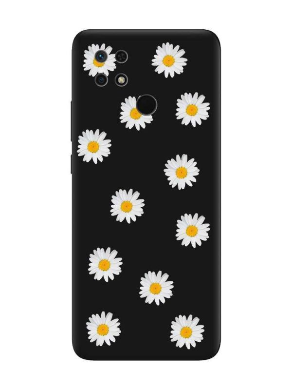 Матовий чорний чохол на Xiaomi Redmi 10C Фон ромашки (принт 41)