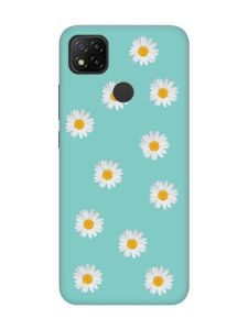 Матовий бірюзовий чохол на Xiaomi Redmi 9C / 10A Фон ромашки (принт 41)