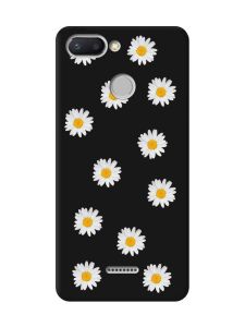 Матовий чорний чохол на Xiaomi Redmi 6 Фон ромашки (принт 41)