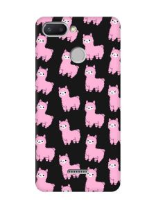 Матовий чорний чохол на Xiaomi Redmi 6 Лами рожеві (принт 101)