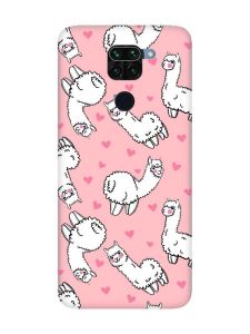 Матовий рожевий чохол на Xiaomi Redmi Note 9 Лами (принт 95)