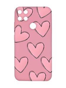 Матовий рожевий чохол на Xiaomi Redmi 10C Сердечка рожеві (принт 78)