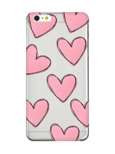 Прозорий чохол на iPhone 6+/6 Plus Сердечка рожеві (принт 78)