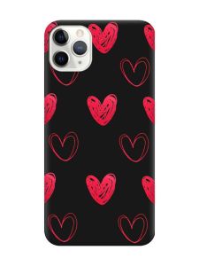 Матовий чорний чохол на iPhone 11 Pro Max (6.5) Сердечка червоні (принт 77)