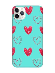 Матовий бірюзовий чохол на iPhone 11 Pro Max (6.5) Сердечка червоні (принт 77)