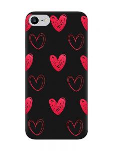 Матовий чорний чохол на iPhone 7 / 8 Сердечка червоні (принт 77)
