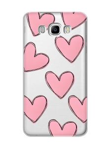 Прозорий чохол на SAMSUNG Galaxy J7(2016) J710 Сердечка рожеві (принт 78)