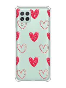 Чохол із потовщеними кутами на Samsung Galaxy A22 5G / A22s 5G Сердечка червоні (принт 77)