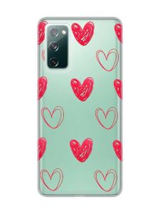 Прозорий чохол на Samsung Galaxy S20 FE Сердечка червоні (принт 77)