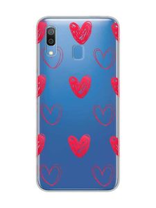 Прозорий чохол для Samsung Galaxy A30 (2019) / A20 (2019)  Сердечка червоні (принт 77)