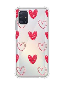 Чохол з потовщеними кутами на Samsung Galaxy A71 / A715 Сердечка червоні (принт 77)