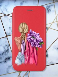 Чохол-книжка з малюнком для Samsung Galaxy А31 Червоний; Дівчина з бузком (принт 7)