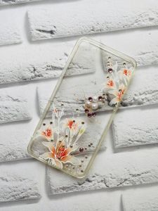 Силіконовий прозорий чохол з камінням Meizu U10 Лілії