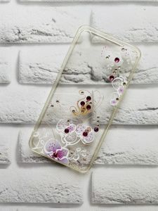 Силіконовий прозорий чохол з камінням Meizu U10 Орхідеї