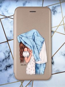 Чохол-книжка з малюнком для Samsung Galaxy A50 (2019) A505/A30s Золотий; Поцілунок (принт 33)
