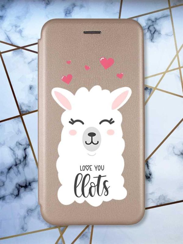 Чохол-книжка з малюнком для Samsung Galaxy A50 (2019) A505/A30s Золотий; Лама (принт 94)