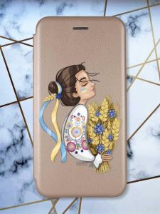 Чохол-книжка з малюнком для Samsung Galaxy A50 (2019) A505/A30s Золотий; Українка з колосками (принт 172)