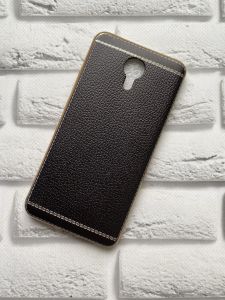 Силіконовий чохол тисненням та золотим обідком для Meizu M3 Note Темно-коричневий