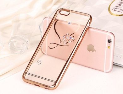 Силіконовий чохол із золотим обідком та малюнком для iPhone 6 Plus Серце