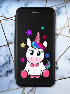 Чохол-книжка з малюнком для Xiaomi Redmi Note 8T Чорний; Єдиноріг (принт 102)