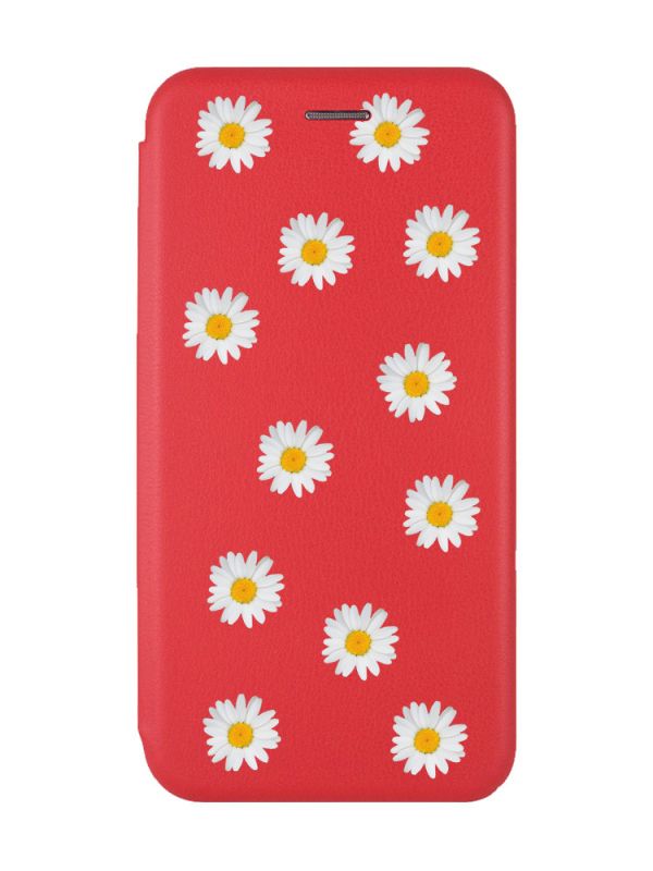 Чохол-книжка з малюнком для Samsung Galaxy A50 (2019) A505/A30s Червоний; Фон ромашки (принт 41)