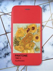 Чохол-книжка з малюнком для Samsung Galaxy A50 (2019) A505/A30s Червоний; Соняхи (принт 81)