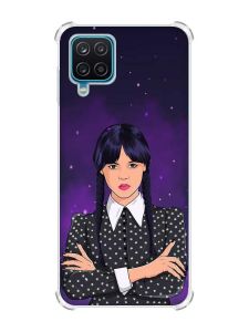 Чохол з потовщеними кутами на Samsung A12 4G Дівчина з косичками. Венздей (принт 208)