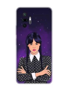 Чохол для Xiaomi Redmi Note 10 Pro/10 Pro Max Дівчина з косичками. Венздей (принт 208)