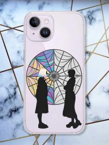 Прозорий чохол із захистом камери на iPhone 14 Силуети. Венздей (принт 210)