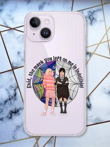 Прозорий чохол із захистом камери на iPhone 14 Дівчата з Венздей (принт 211)