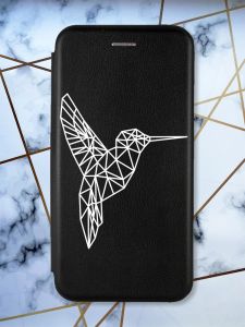 Чохол-книжка з малюнком для Samsung Galaxy A50 (2019) A505/A30s Чорний; Колібрі (принт 123)