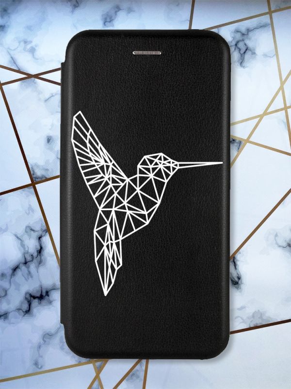 Чохол-книжка з малюнком для Xiaomi Redmi 7A Чорний; Колібрі (принт 123)