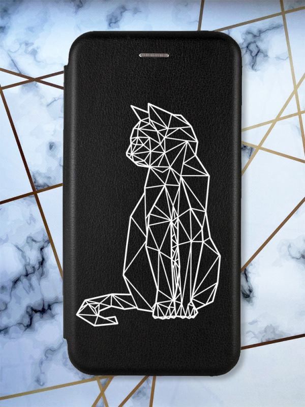 Чохол-книжка з малюнком для Samsung Galaxy J2 Pro (2018) J250 Чорний; Котик (принт 125)