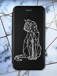 Чохол-книжка з малюнком для Xiaomi Redmi Note 8 Pro Чорний; Котик (принт 125)