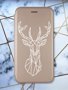 Чохол-книжка з малюнком для Samsung Galaxy A03s Золотий; Олень (принт 129)