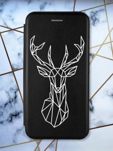 Чохол-книжка з малюнком для Xiaomi Redmi Note 8 Pro Чорний; Олень (принт 129)
