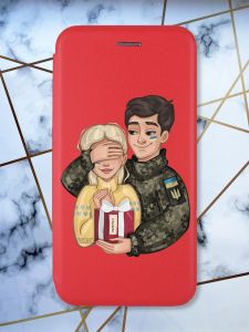 Чохол-книжка з малюнком для Samsung Galaxy A03s Червоний; Подарунок Перемога (принт 178)